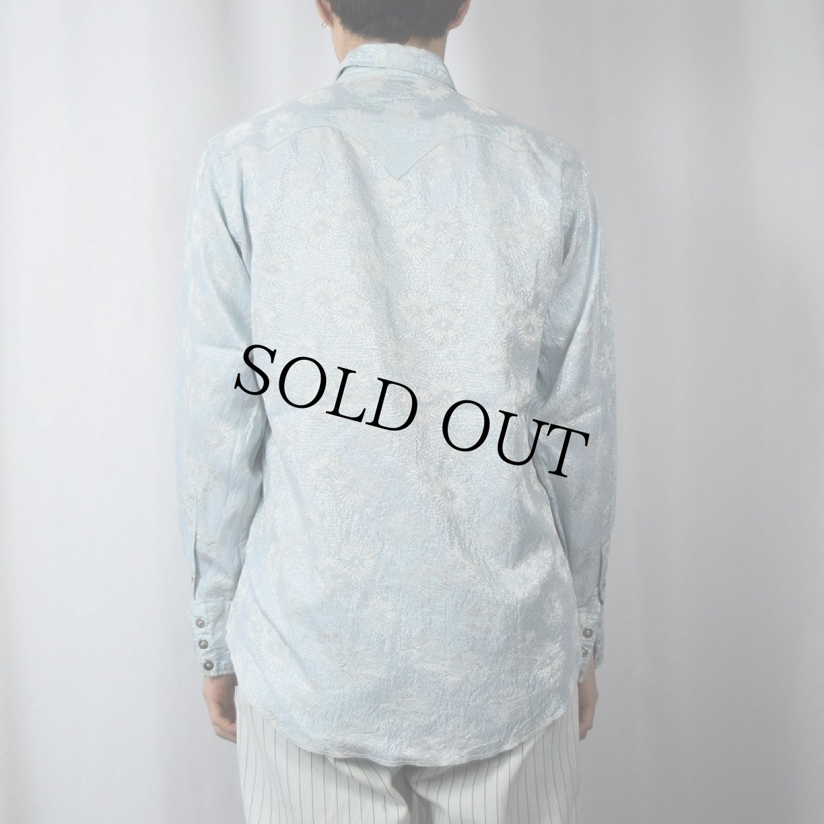 画像3: 50〜60's Tem-Tex 花柄 ラメ糸 ウエスタンシャツ SIZE16 (3)