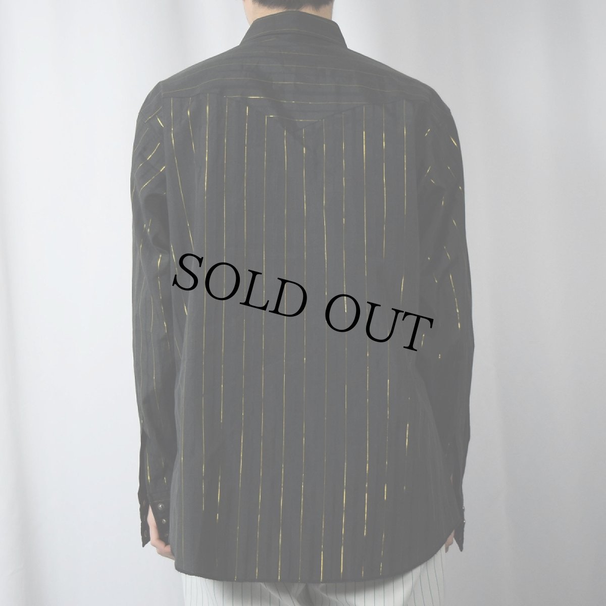 画像3: 80〜90's Wrangler "WESTERN SHIRTS" ストライプ柄 ラメ糸 ウエスタンシャツ BLACK L (3)