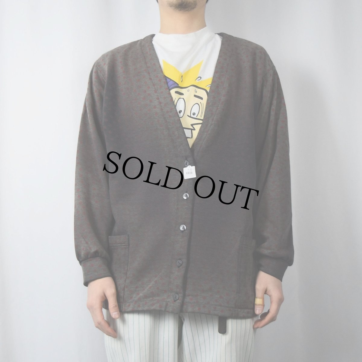 画像2: 〜80's 花柄 スウェットカーディガン (2)