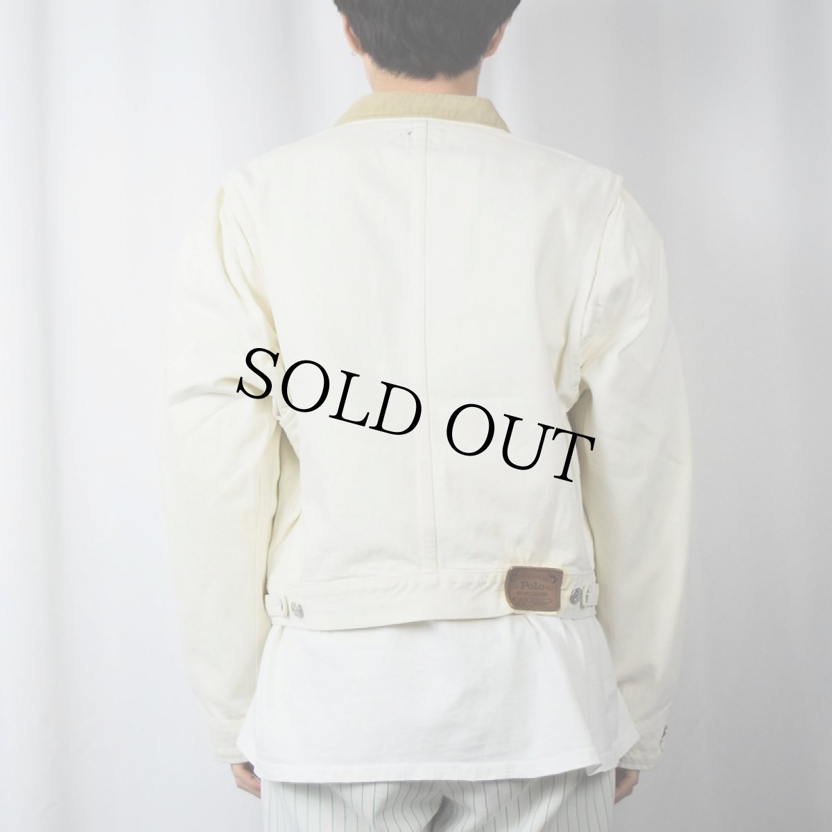 画像3: 80〜90's POLO Ralph Lauren "AUTHENTIC DUNGAREES" USA製 ワッペン付き ホワイトデニムジャケット L (3)