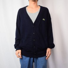 画像2: 70〜80's CHEMISE LACOSTE ロゴワッペン アクリルニットカーディガン NAVY SIZE1 (2)