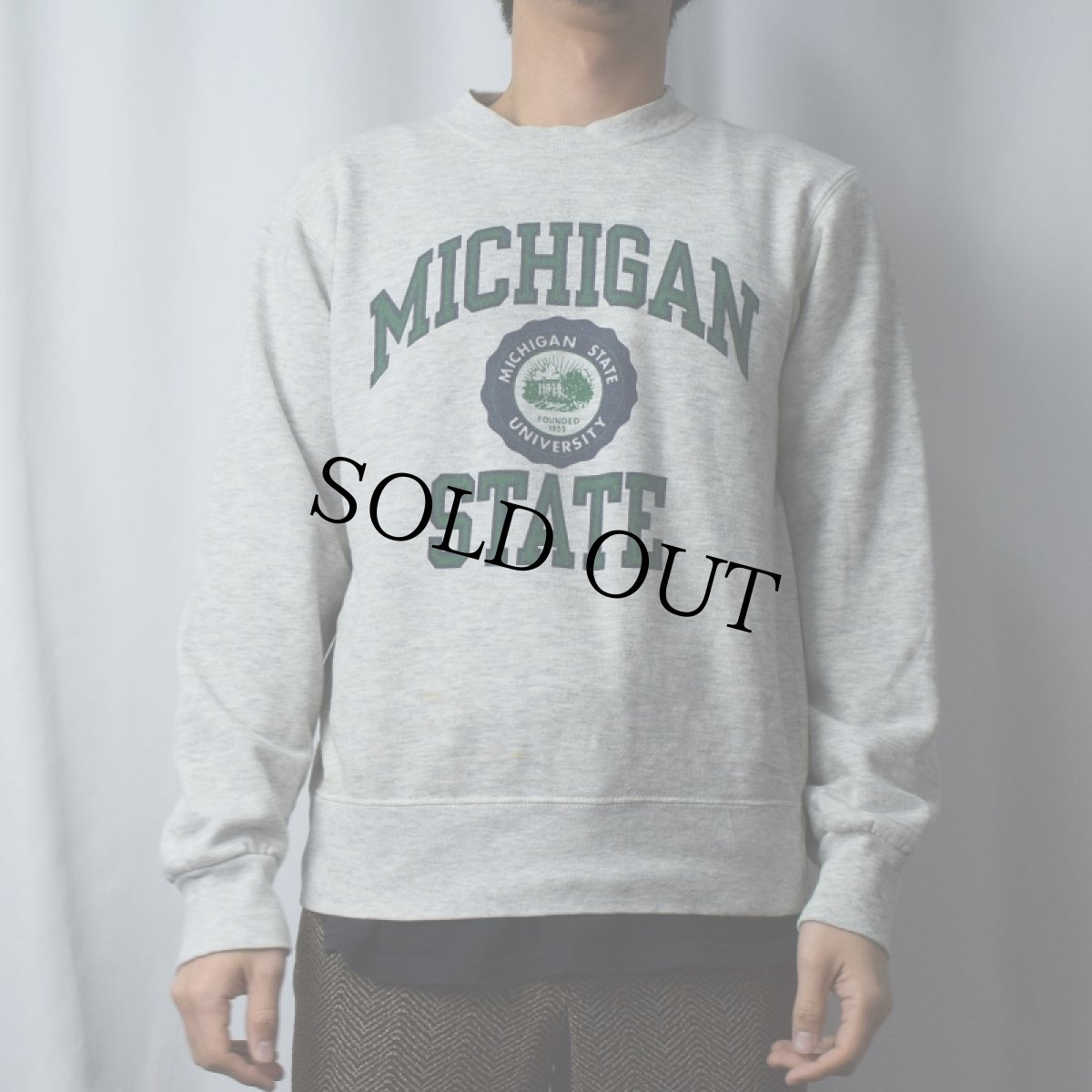 画像2: 90's Champion USA製 "MICHIGAN STATE" プリントスウェット M (2)