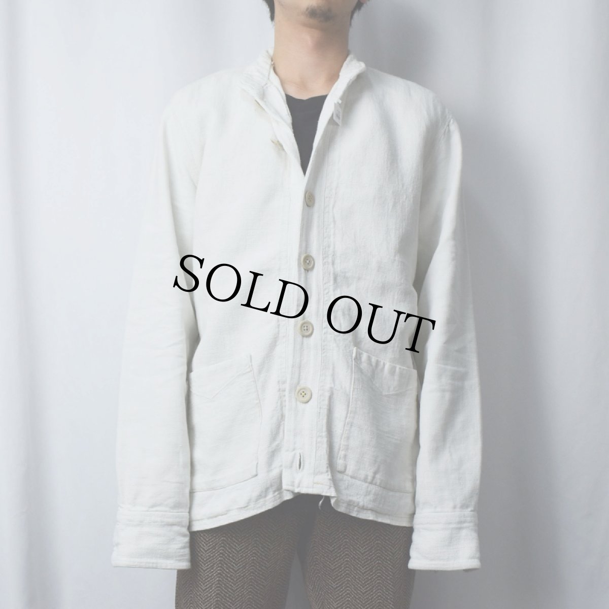 画像2: スタンドカラー リネンジャケット (2)
