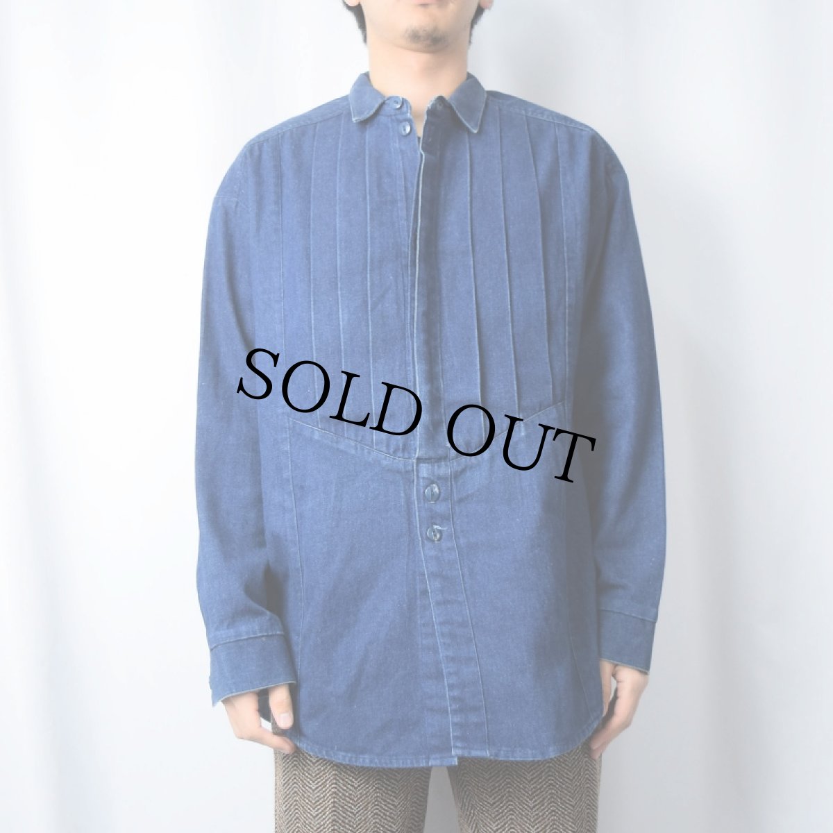 画像2: Liy & Parker ピンタック デニムシャツ M (2)