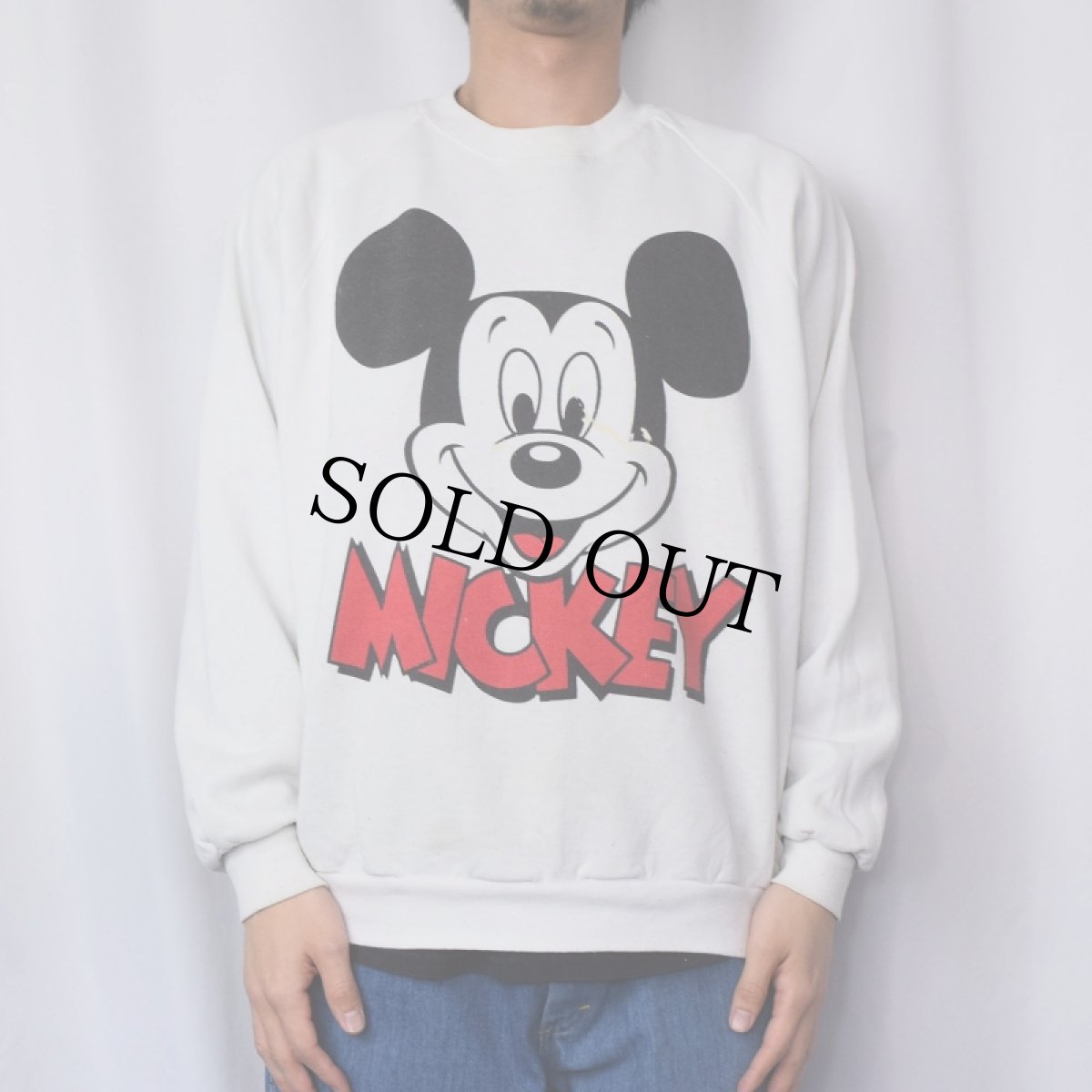 画像2: 80〜90's Disney MICKEY MOUSE USA製 キャラクタープリント ラグランスウェット (2)