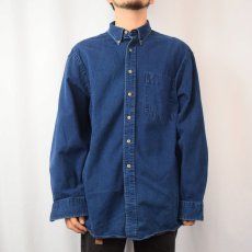 画像2: 90's LANDS' END USA製 デニムボタンダウンシャツ L (2)