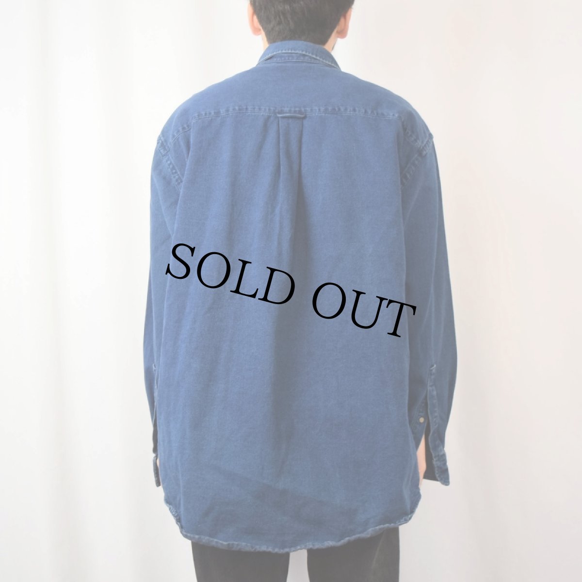 画像3: 90's LANDS' END USA製 デニムボタンダウンシャツ L (3)