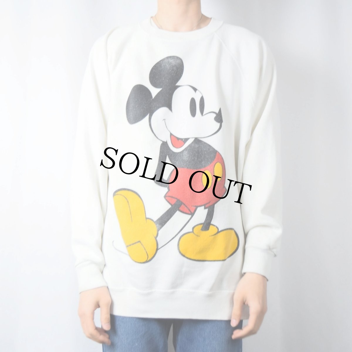 画像2: 80〜90's Disney MICKEY MOUSE USA製 キャラクタープリント ラグランスウェット XXXXL (2)