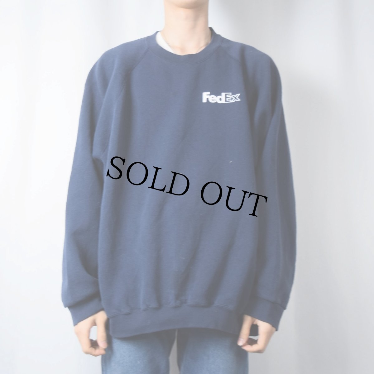 画像3: 90's FedEx USA製 企業ロゴプリントスウェット NAVY 3XL (3)