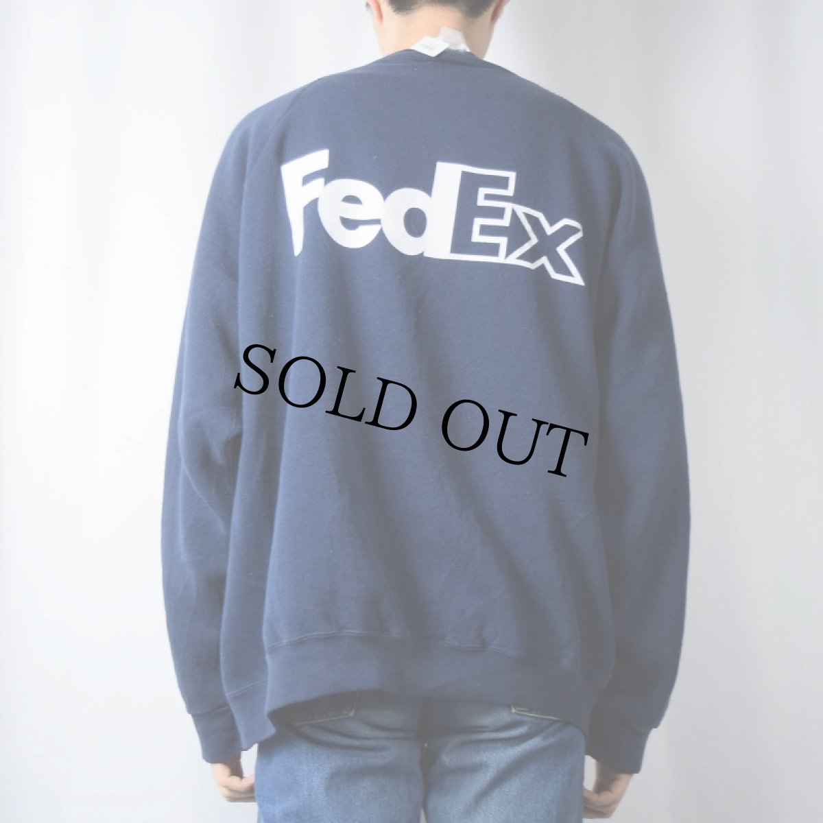 画像4: 90's FedEx USA製 企業ロゴプリントスウェット NAVY 3XL (4)