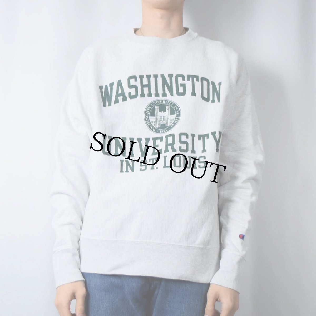 画像2: Champion REVERSE WEAVE "WASHINGTON UNIVERSITY" プリントスウェット M (2)
