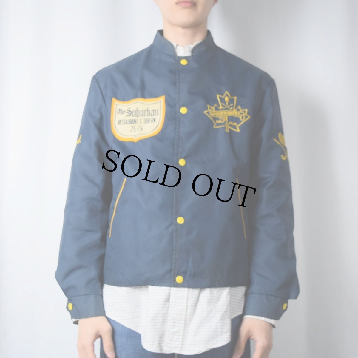 画像2: 70's "Suburbanites" ワッペン×刺繍 スタンドカラー ナイロンスタジャン (2)