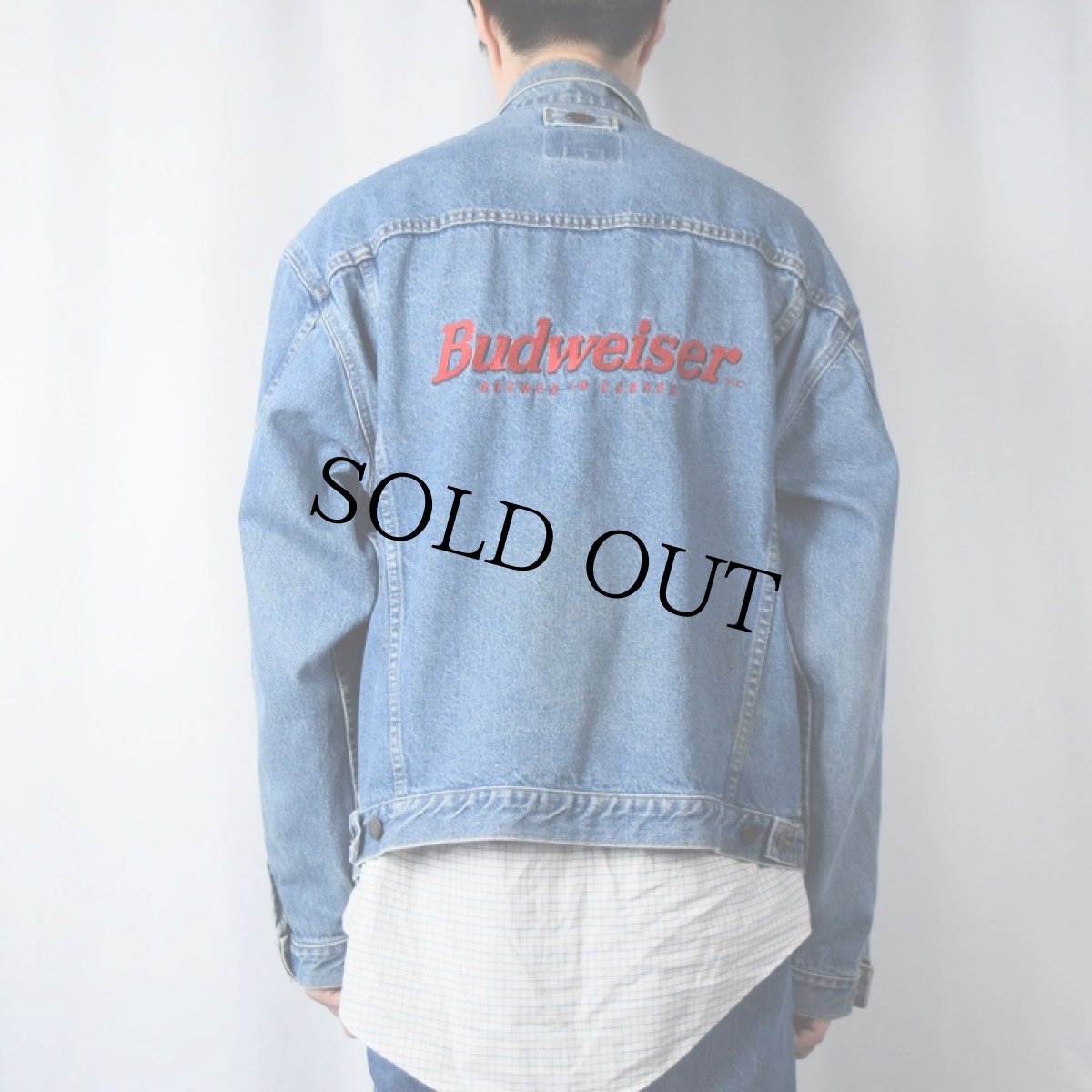 画像4: 90's Budweiser CANADA製 ビールメーカー ロゴ刺繍 デニムジャケット XL (4)