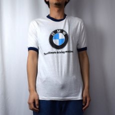 画像2: 80's BMW USA製 "The ultimate driving machine" 自動車メーカー ロゴプリントリンガーTシャツ L (2)