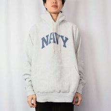 画像2: 90's Lee USA製 REVERSE WEAVE TYPE "NAVY" プリントスウェットフーディー 2XL (2)