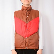 画像3: 80's THE NORTH FACE USA製 茶タグ ダウンベスト S (3)