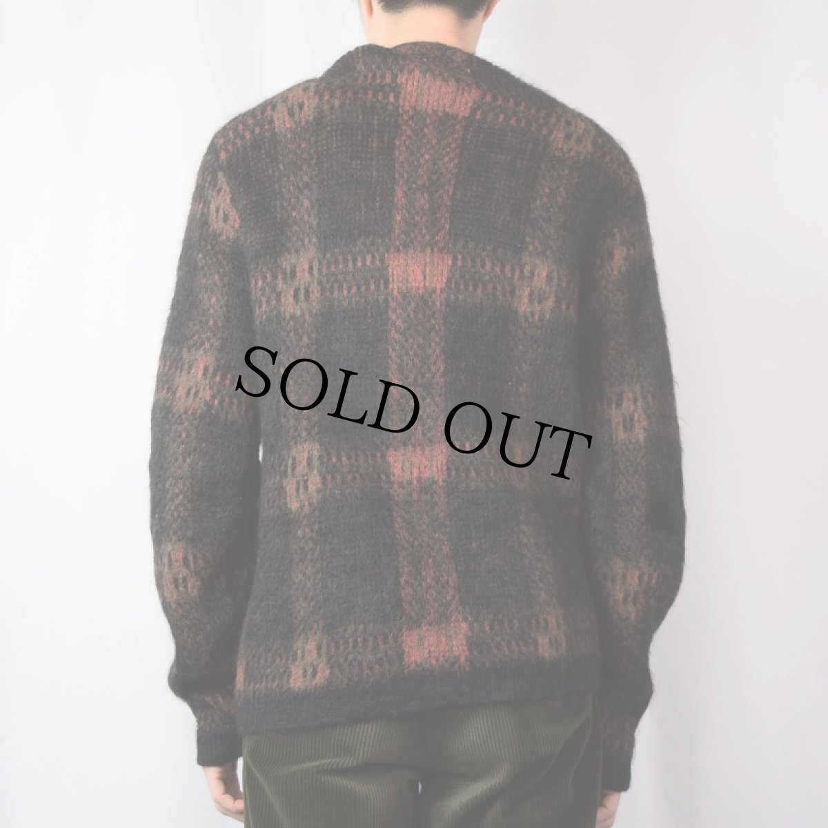 画像3: 60's Van Horn's チェック柄 ウールニットジップカーディガン L (3)