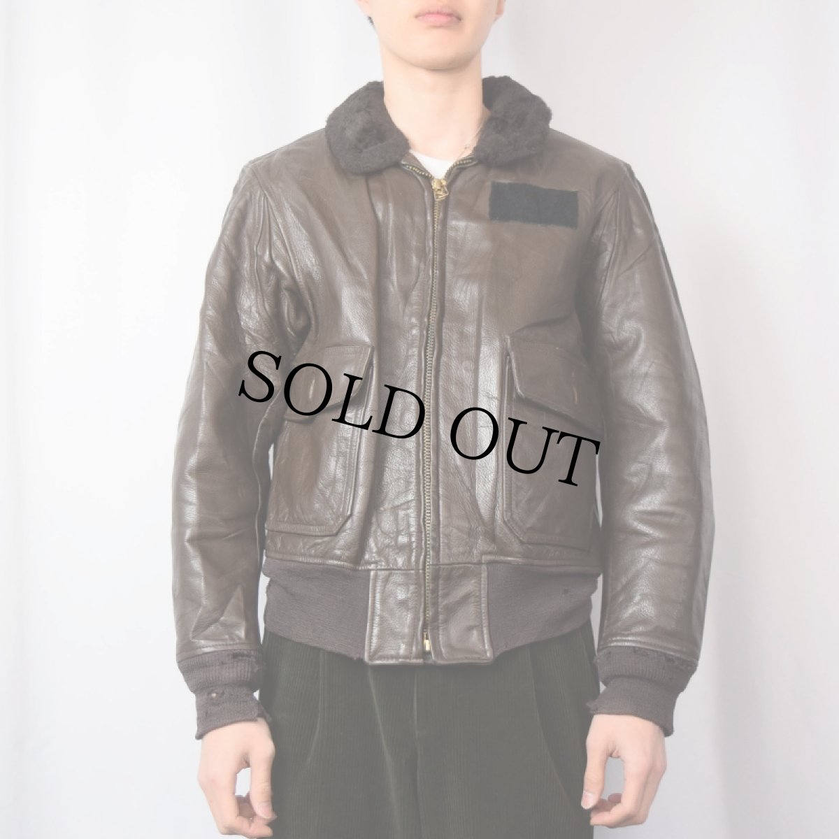 画像2: 70's U.S.NAVY G-1フライトジャケット SIZE42 (2)