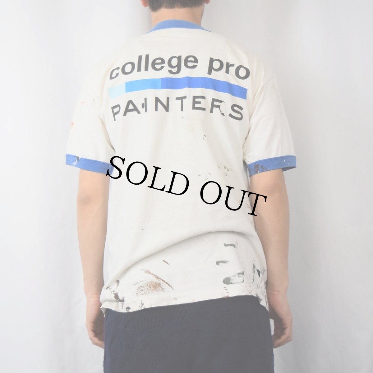 画像4: "college pro PAINTERS" ペンキペイント プリントリンガーTシャツ (4)