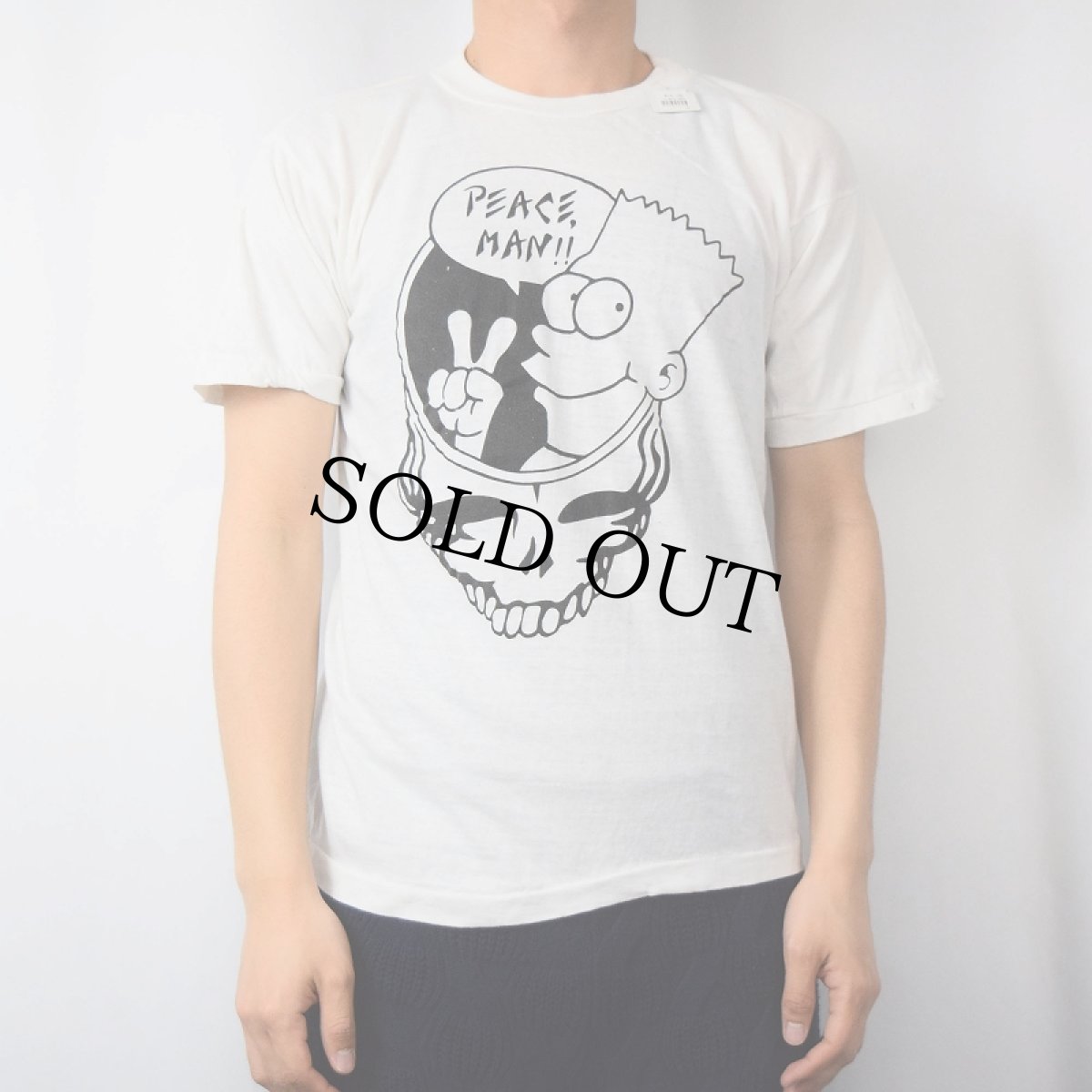 画像2: 90's GRATEFUL DEAD×THE SIMPSONS USA製 "PEACE MAN!!" ロックバンドプリントTシャツ M (2)