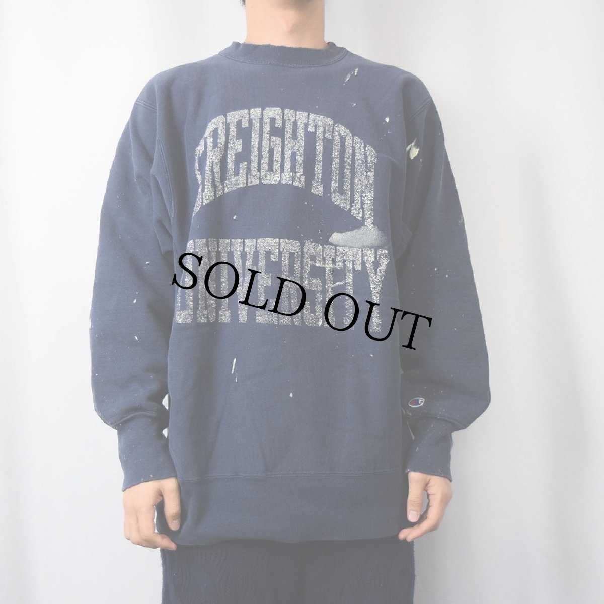画像2: 80's Champion REVERSE WEAVE トリコタグ USA製 "CREIGHTON UNIVERSITY" プリントスウェット NAVY XL (2)