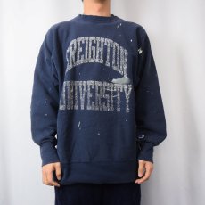 画像2: 80's Champion REVERSE WEAVE トリコタグ USA製 "CREIGHTON UNIVERSITY" プリントスウェット NAVY XL (2)