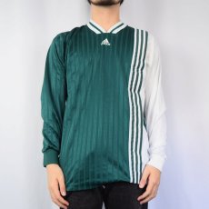 画像2: 90's adidas USA製 ロゴ刺繍 2トーン ゲームシャツ M (2)