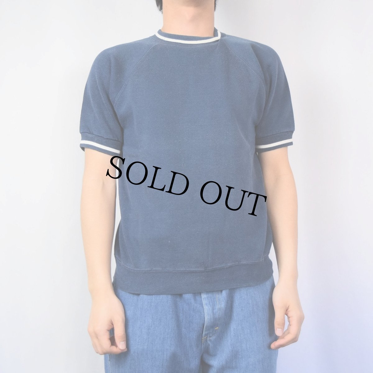 画像2: 60's KODEL リブボーダー 無地 ラグラン半袖スウェット (2)