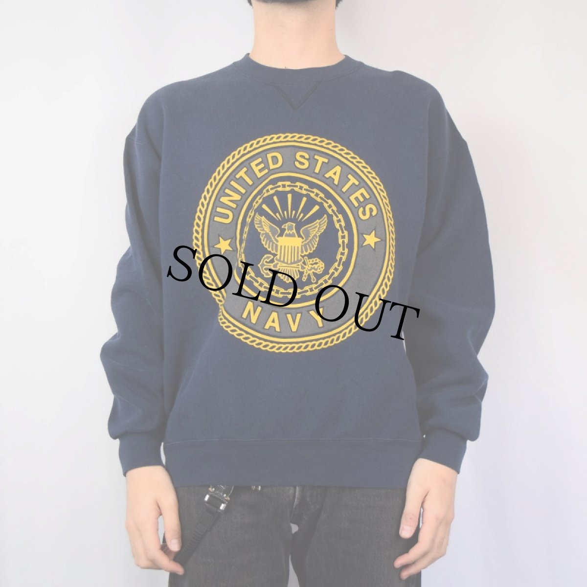 画像3: 90's SOFFE USA製 "U.S.NAVY" リフレクタープリントスウェット NAVY XL (3)