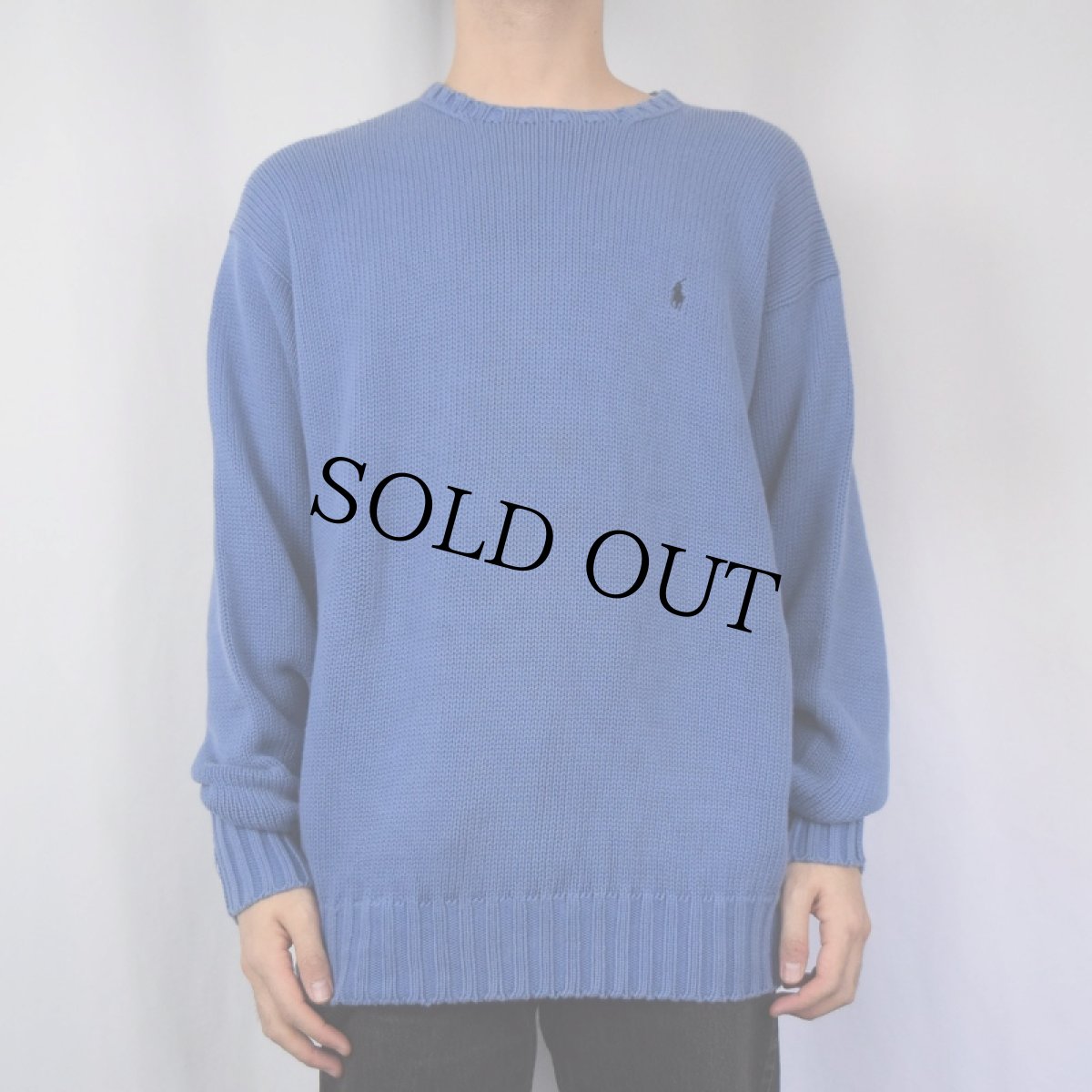 画像2: POLO Ralph Lauren ロゴ刺繍 コットンニットセーター XL (2)