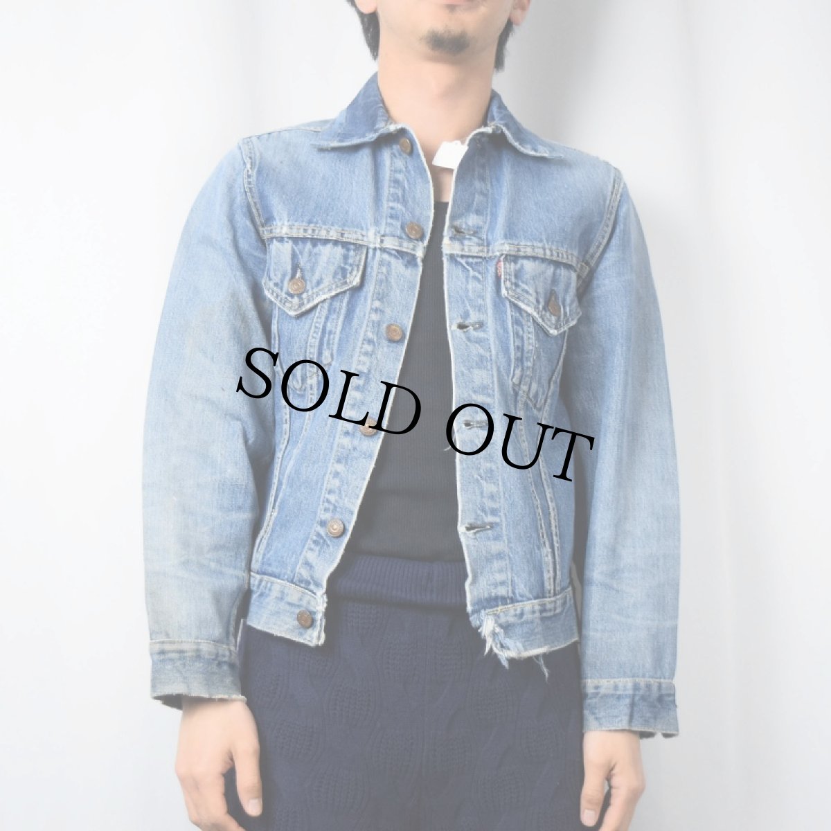 画像2: 60's LEVI'S 557 BIGE USA製 3rd 襟リメイク デニムジャケット (2)