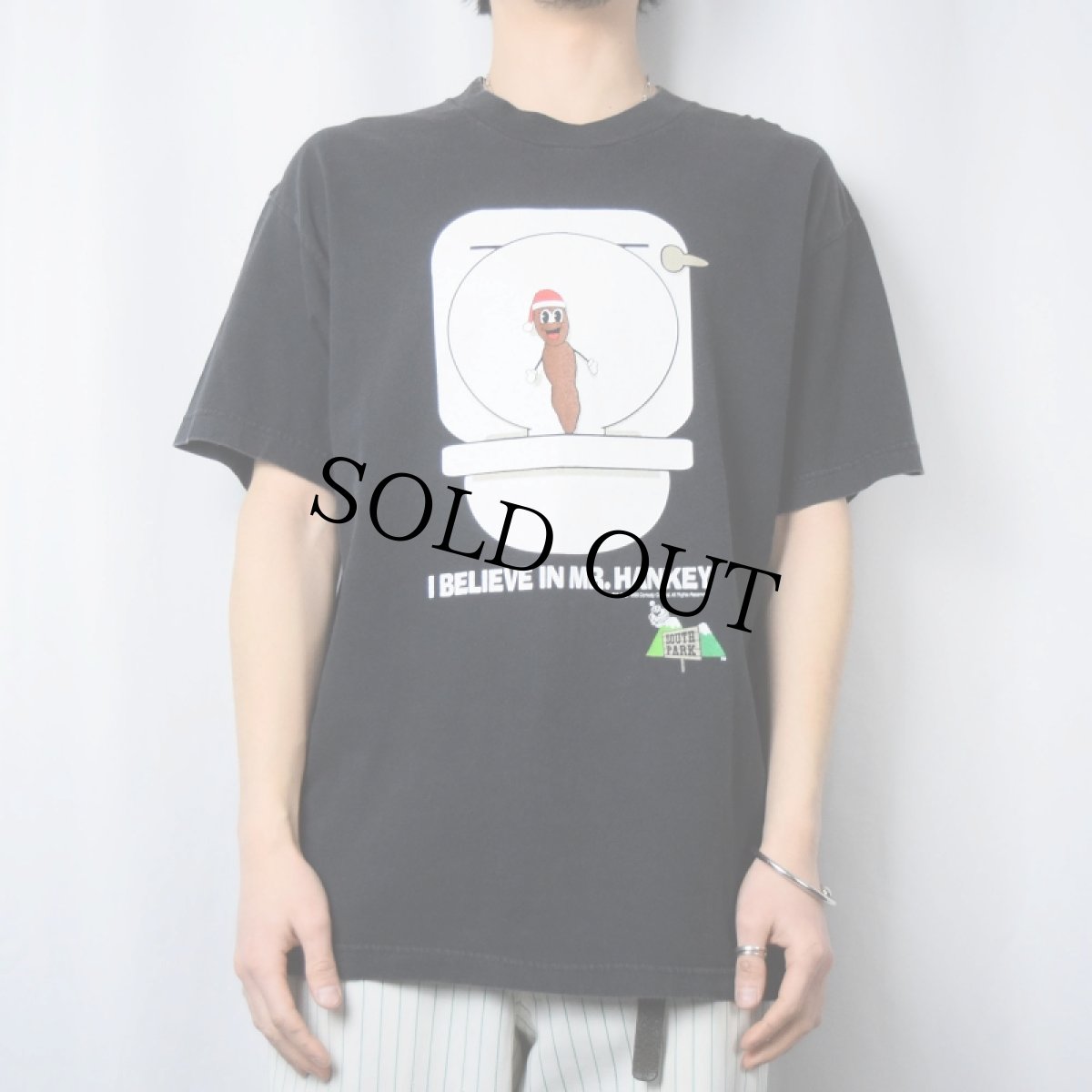 画像2: 90's SOUTH PARK "I BELIEVE IN MR. HANKEY" キャラクタープリントTシャツ BLACK L (2)