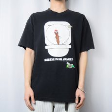 画像2: 90's SOUTH PARK "I BELIEVE IN MR. HANKEY" キャラクタープリントTシャツ BLACK L (2)