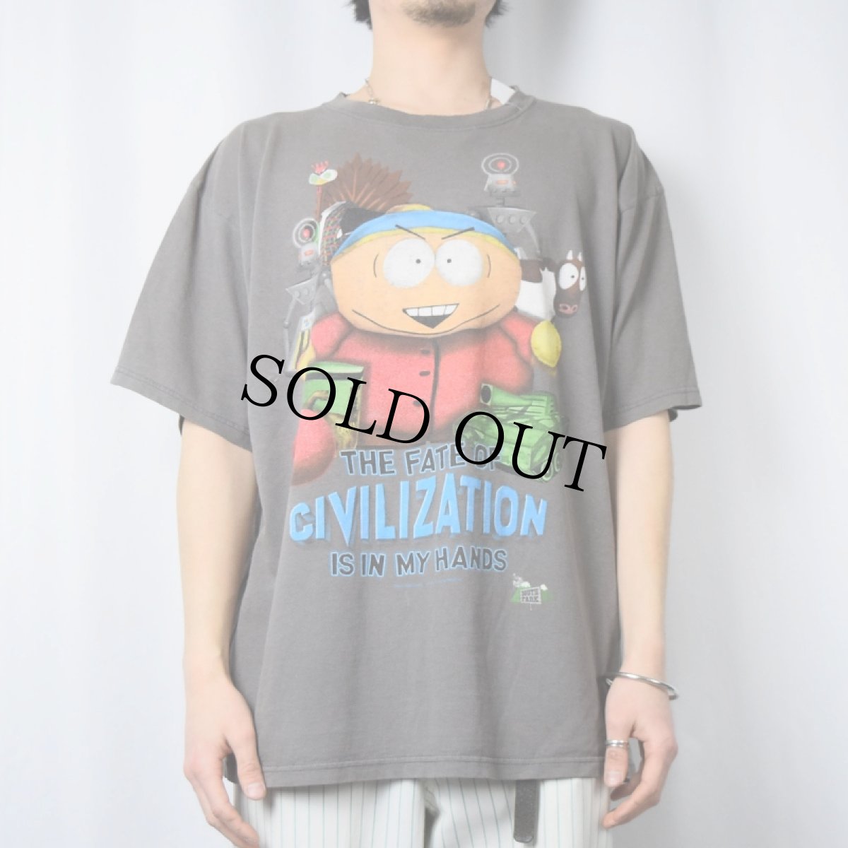 画像2: 90's SOUTH PARK "THE FATE OF CIVILIZATION IS IN MY HANDS" キャラクタープリントTシャツ XL (2)