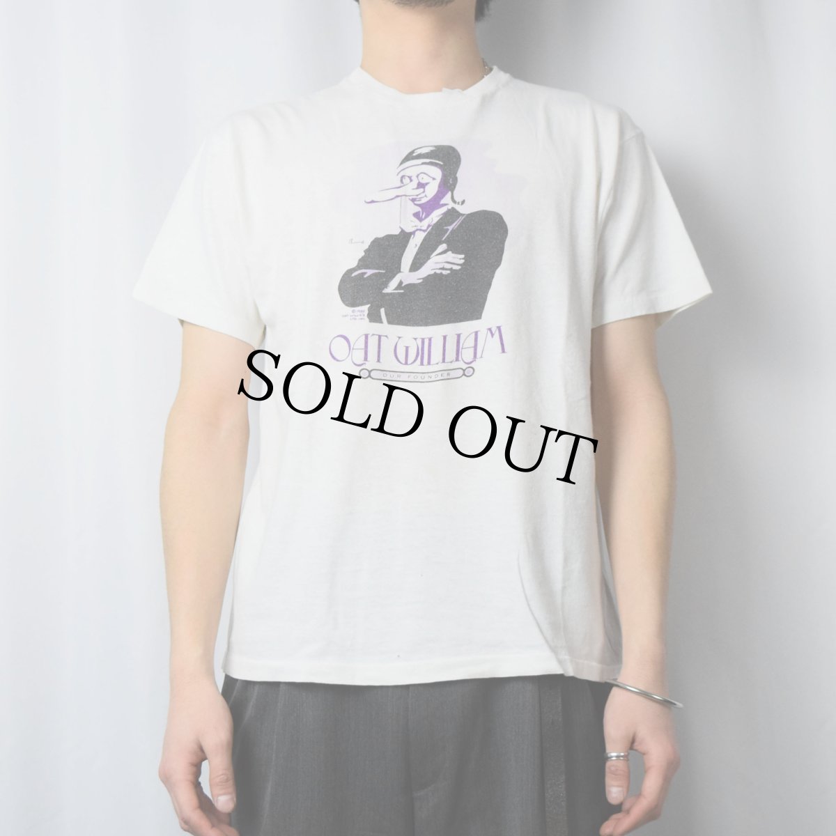 画像3: 90's Oat Willie's USA製 タバコショップ プリントTシャツ L (3)