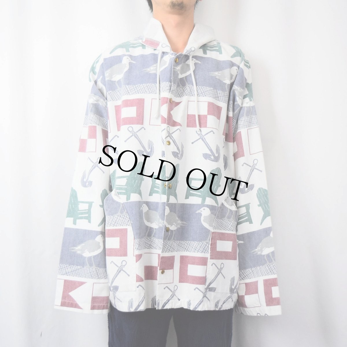 画像2: 90's GGS CANADA製 総柄 コットンパーカー L/XL (2)