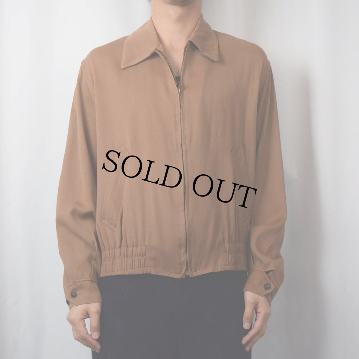 画像2: 50's UNKNOWN レーヨンギャバジンジャケット (2)