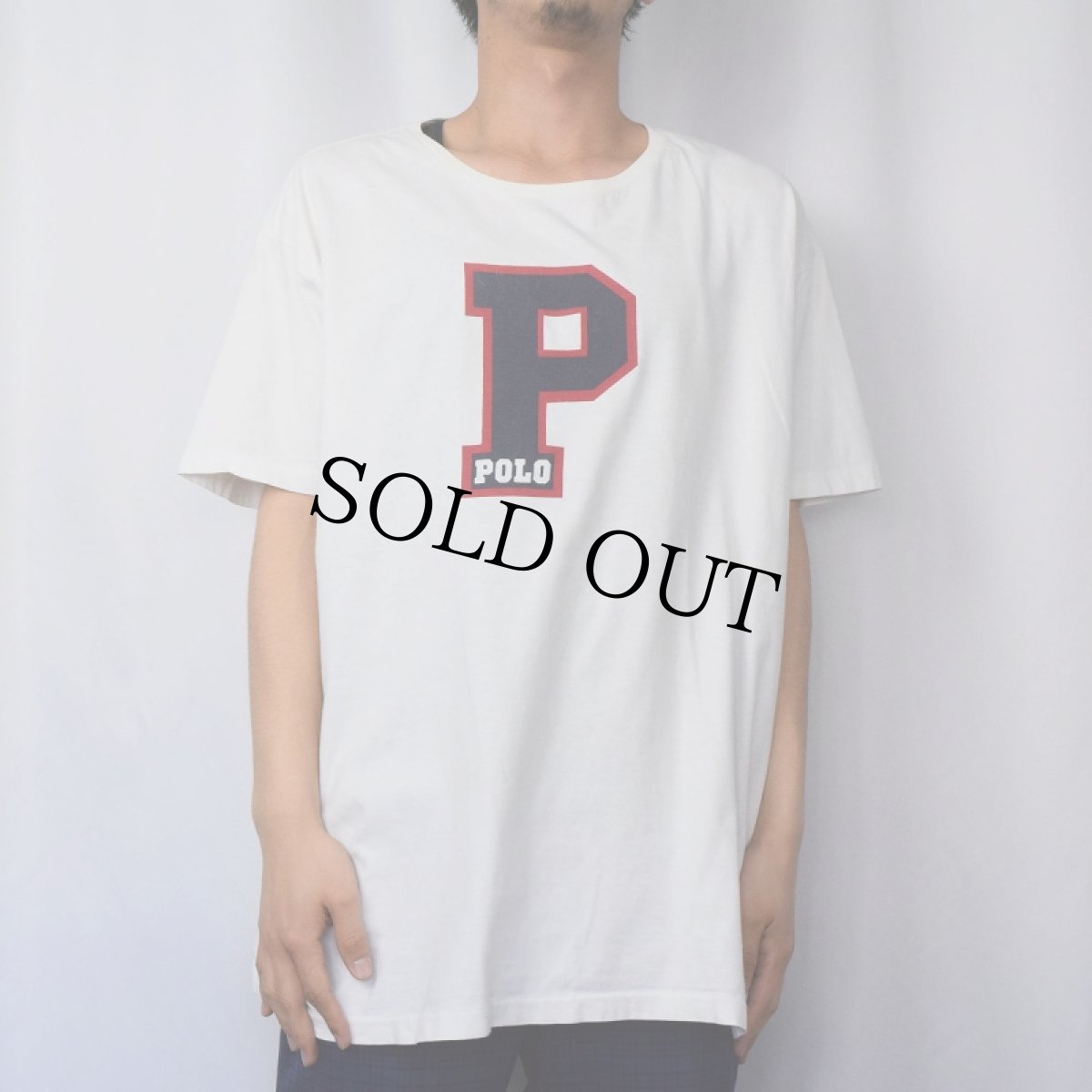 画像2: 90's POLO Ralph Lauren "P" プリントTシャツ L (2)