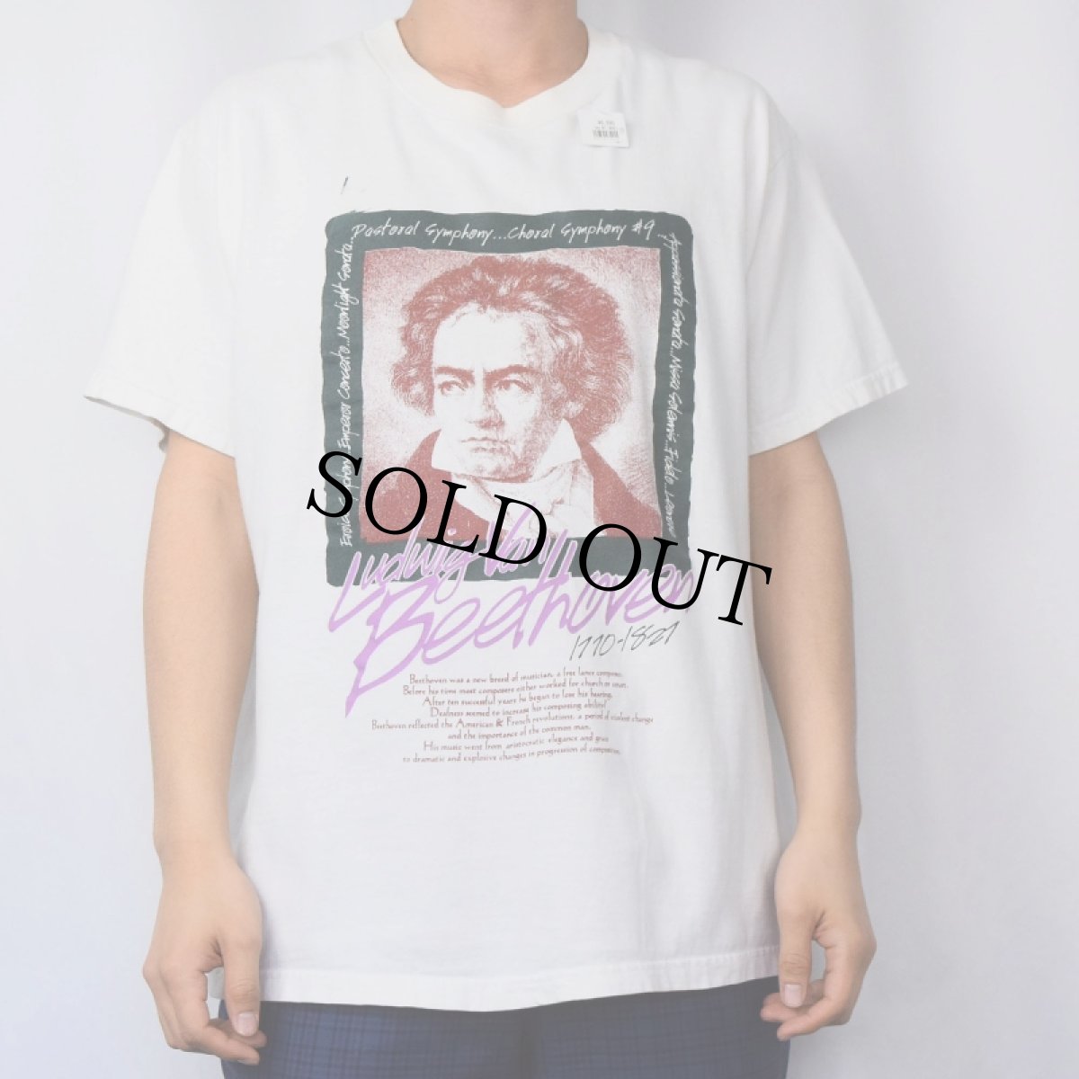 画像2: Ludwig van Beethoven 音楽家プリントTシャツ L (2)