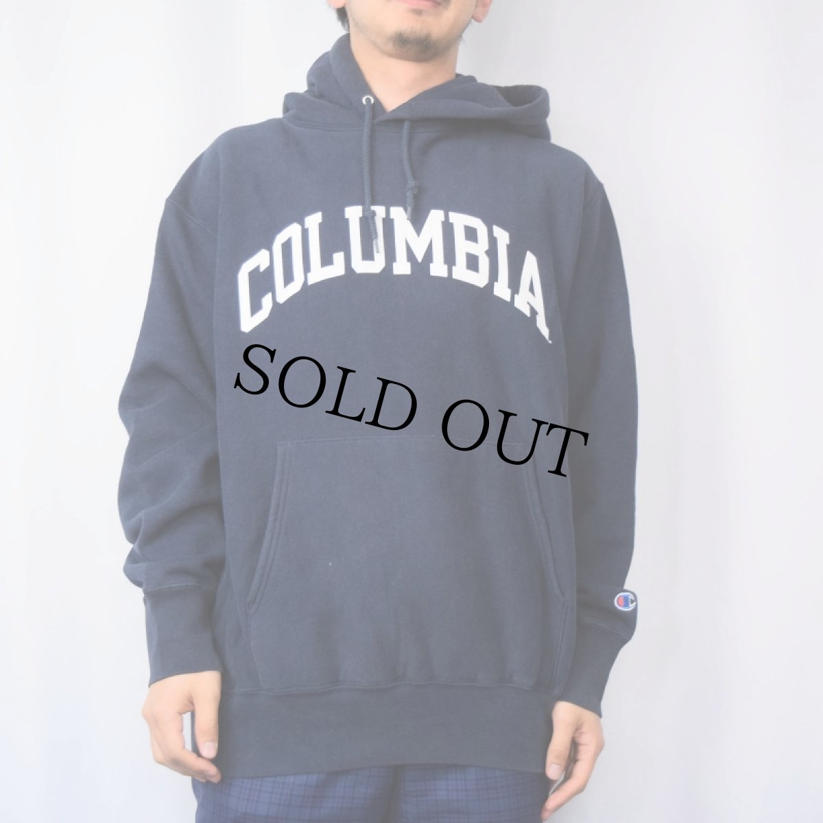 画像2: 2000's Champion REVERSE WEAVE "COLUMBIA" プリントスウェットフーディー NAVY M (2)