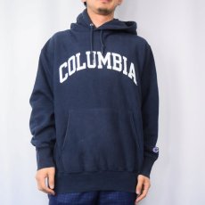 画像2: 2000's Champion REVERSE WEAVE "COLUMBIA" プリントスウェットフーディー NAVY M (2)