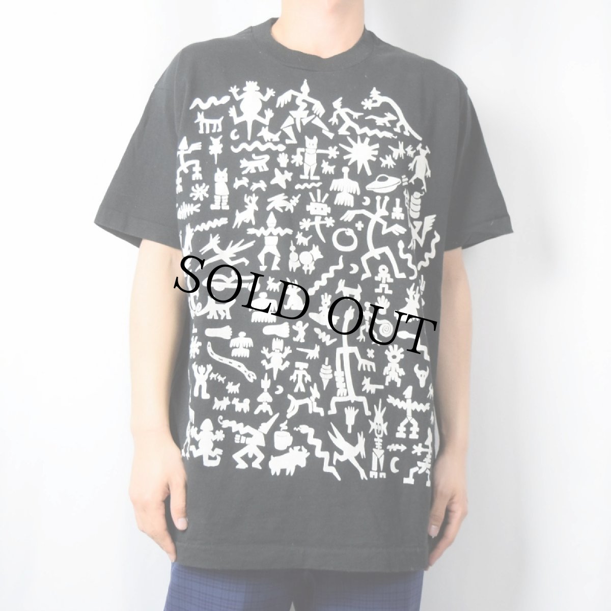 画像2: 80's Ken Brown USA製 アートプリントTシャツ BLACK XL (2)