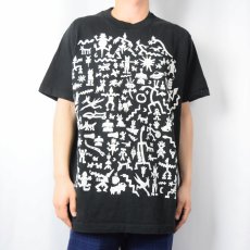 画像2: 80's Ken Brown USA製 アートプリントTシャツ BLACK XL (2)