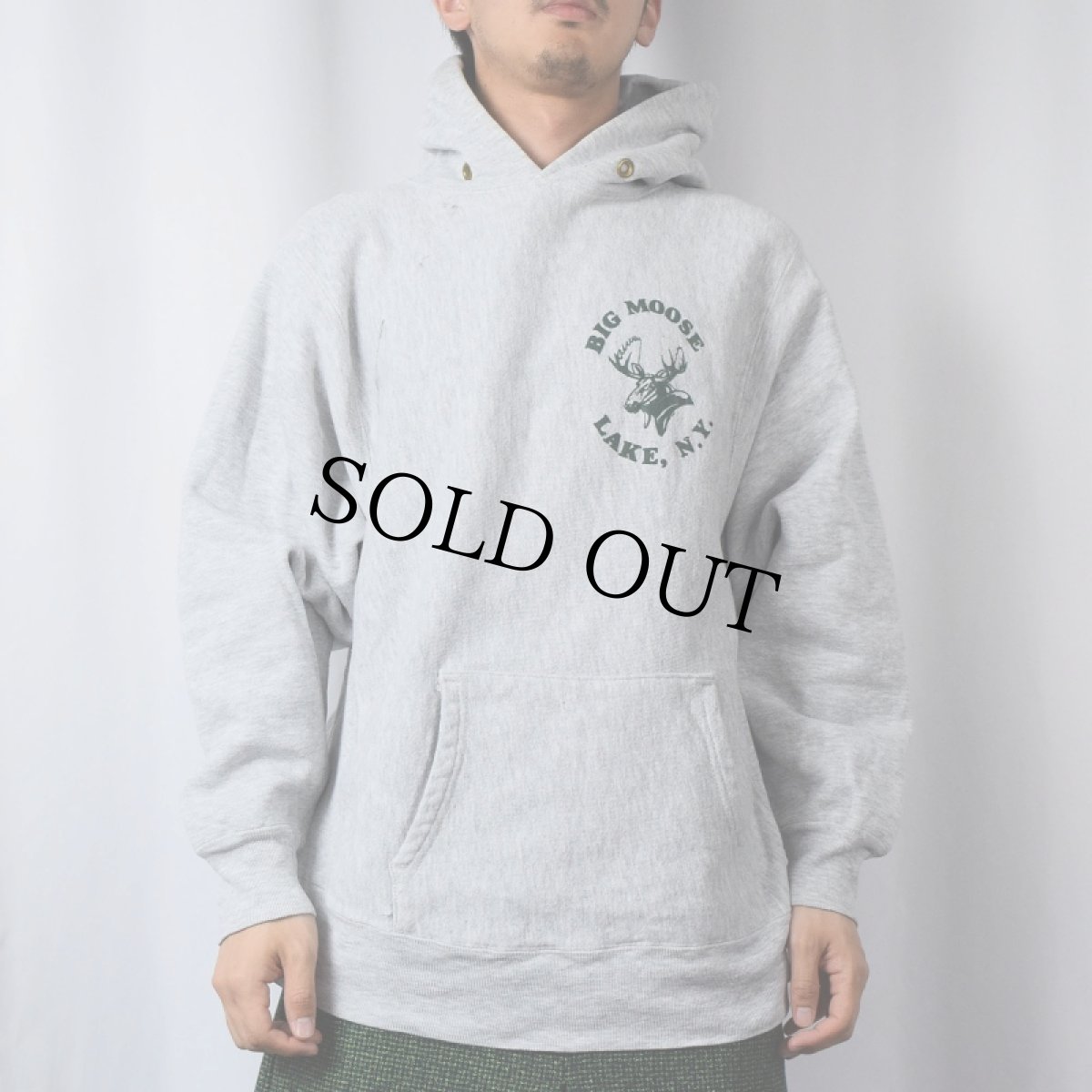 画像2: 90's CAMBER USA製 "BIG MOOSE LAKE, N.Y." プリントスウェットフーディー M (2)