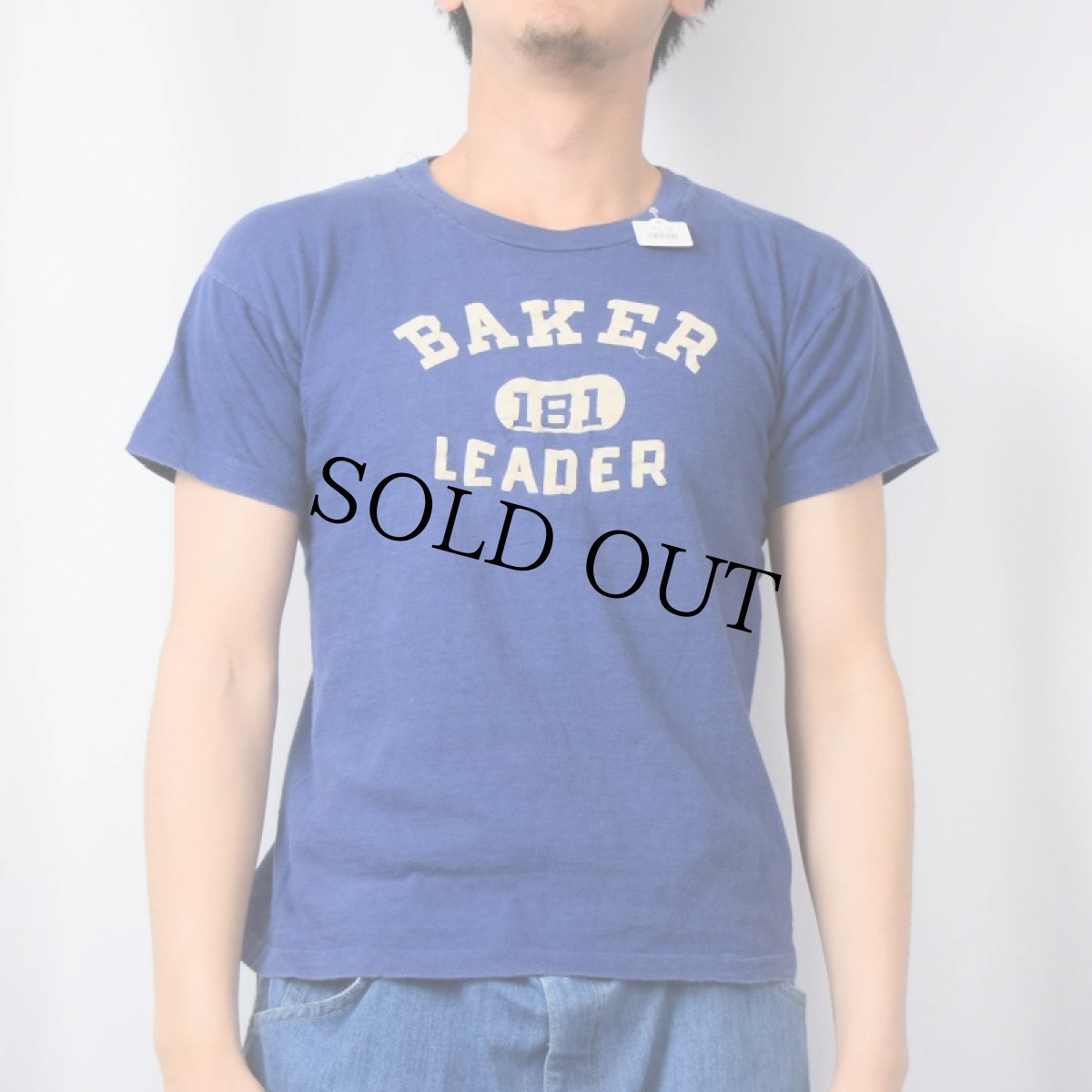 画像2: 60's Champion 大文字ランタグ USA製 "BAKER LEADER" フロッキープリントTシャツ M (2)