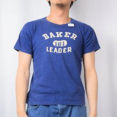 画像2: 60's Champion 大文字ランタグ USA製 "BAKER LEADER" フロッキープリントTシャツ M (2)