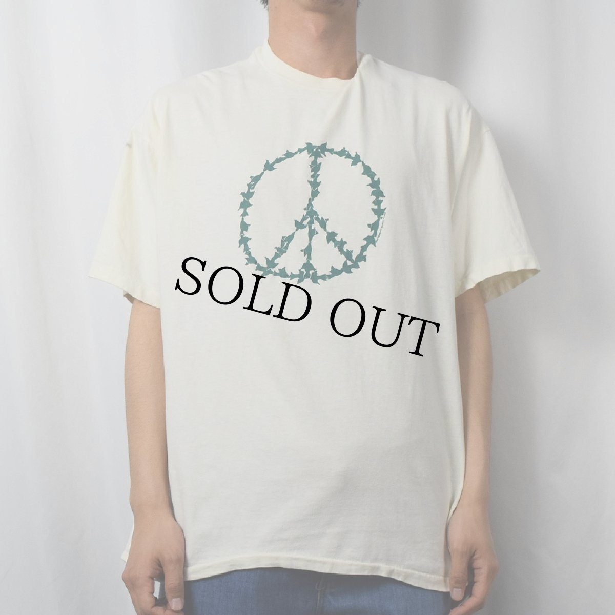 画像2: 90's USA製 ピースマーク×ハト プリントTシャツ XL (2)