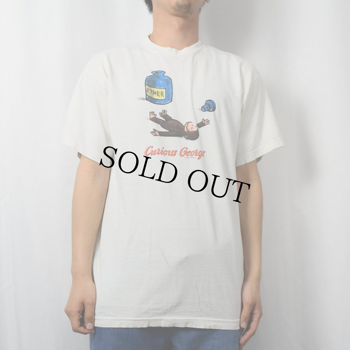 画像2: 90's Curious George USA製 キャラクタープリントTシャツ L (2)