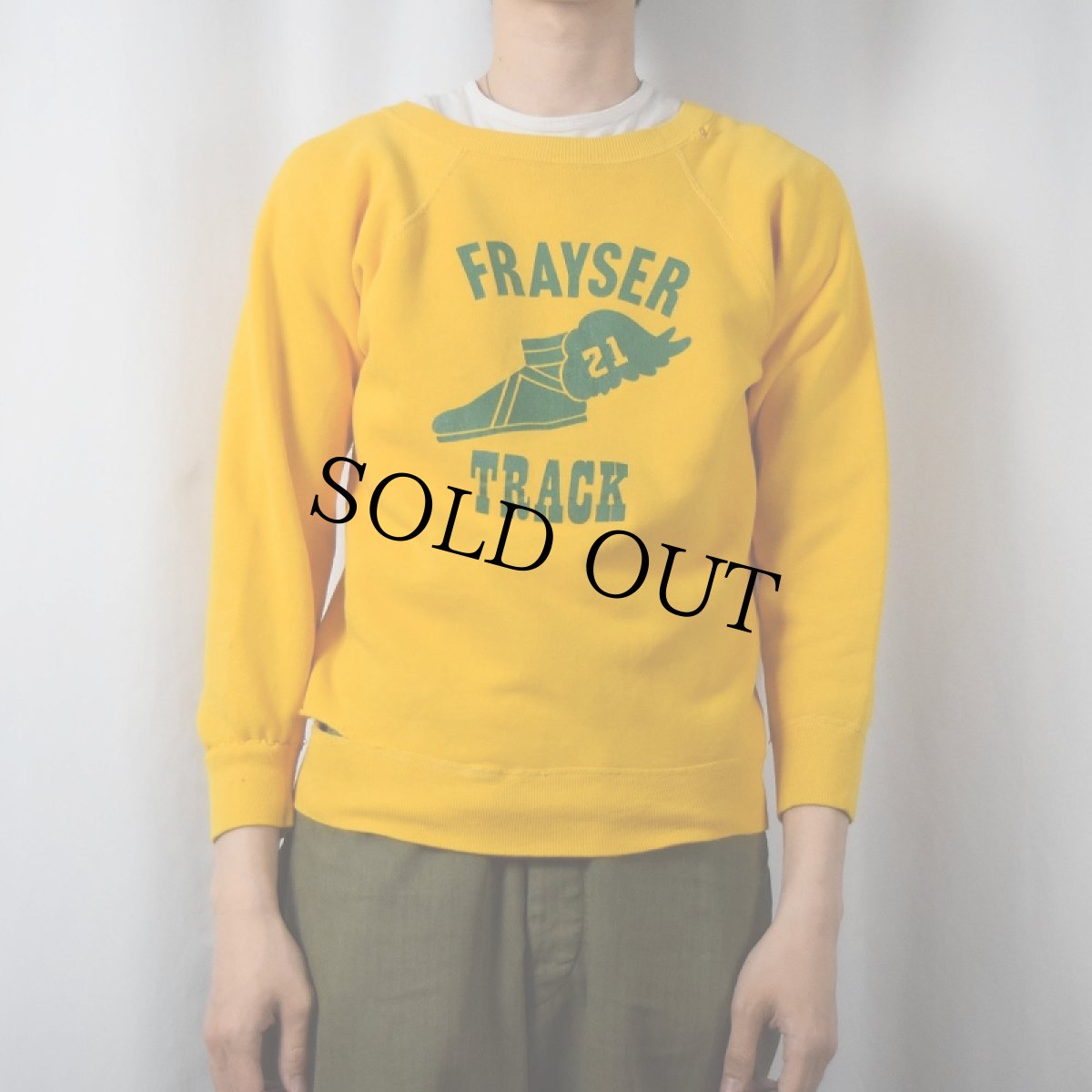 画像2: 60's HANESPORT "FRAYSER TRACK" ウイングフットプリントスウェット M (2)