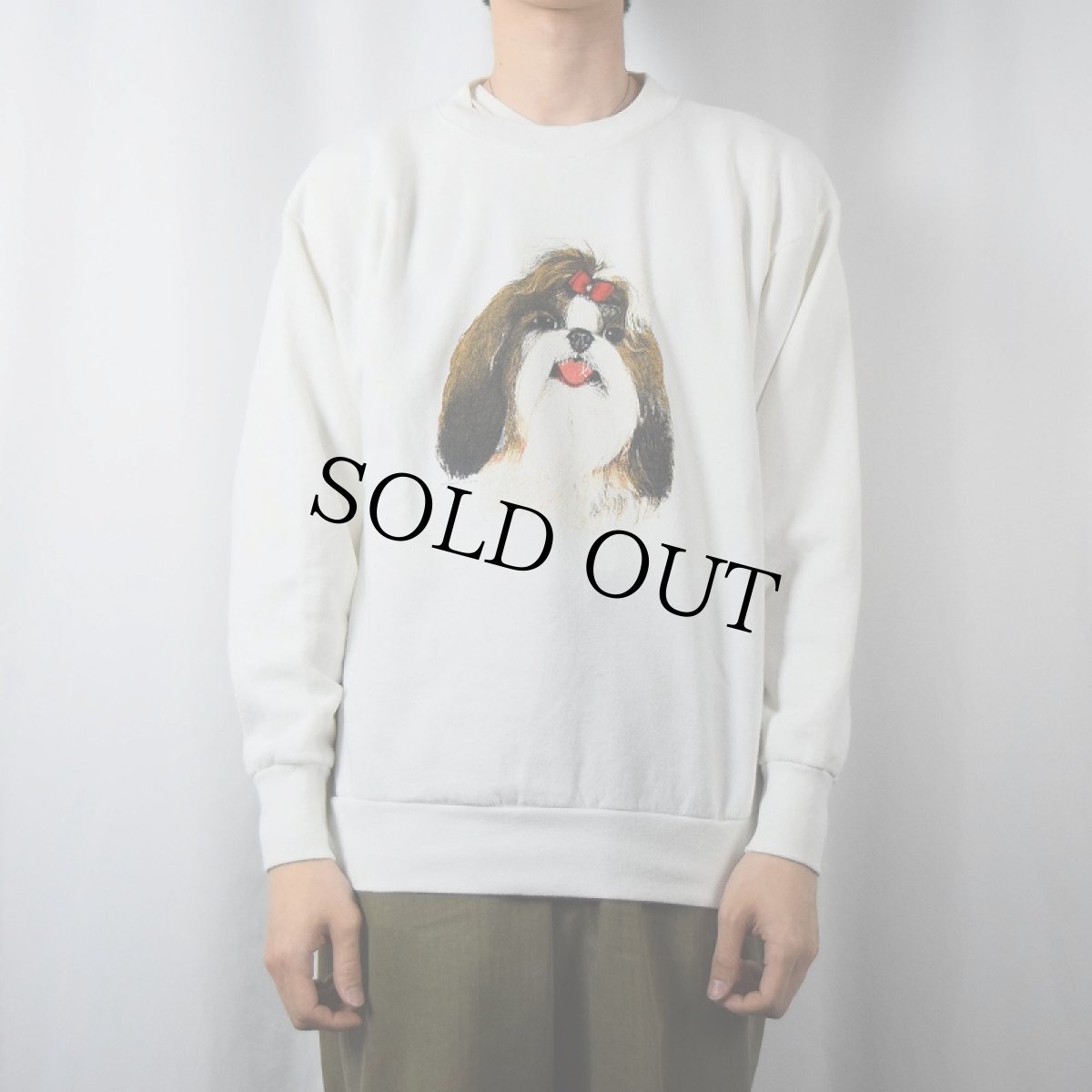 画像2: 90's USA製 "Shih Tzu" 犬プリントスウェット L (2)